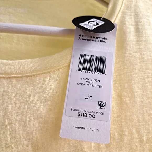 Eileen Fisher Linen Jersey Crew Neck Short Sleeve Tee Shirt Size Large - Picture 6 of 10